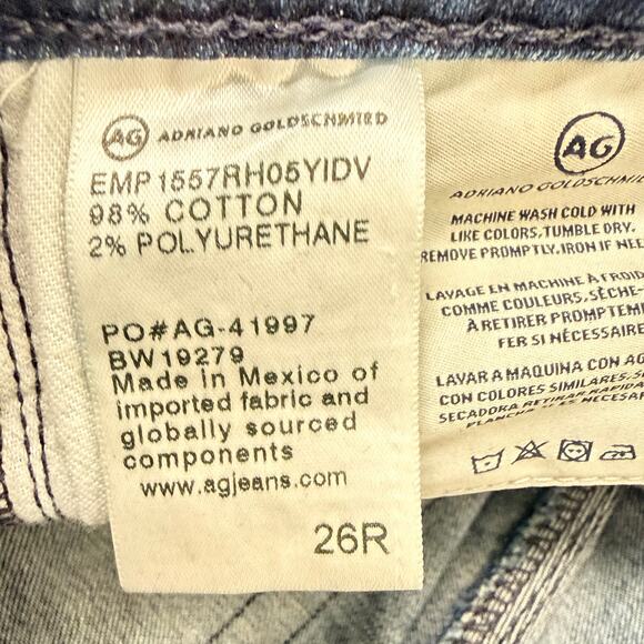 Adriano Goldschmied AG Denim The Prima Crop Jeans Cigarette Crop Mid Rise Sz 26R - Picture 11 of 11